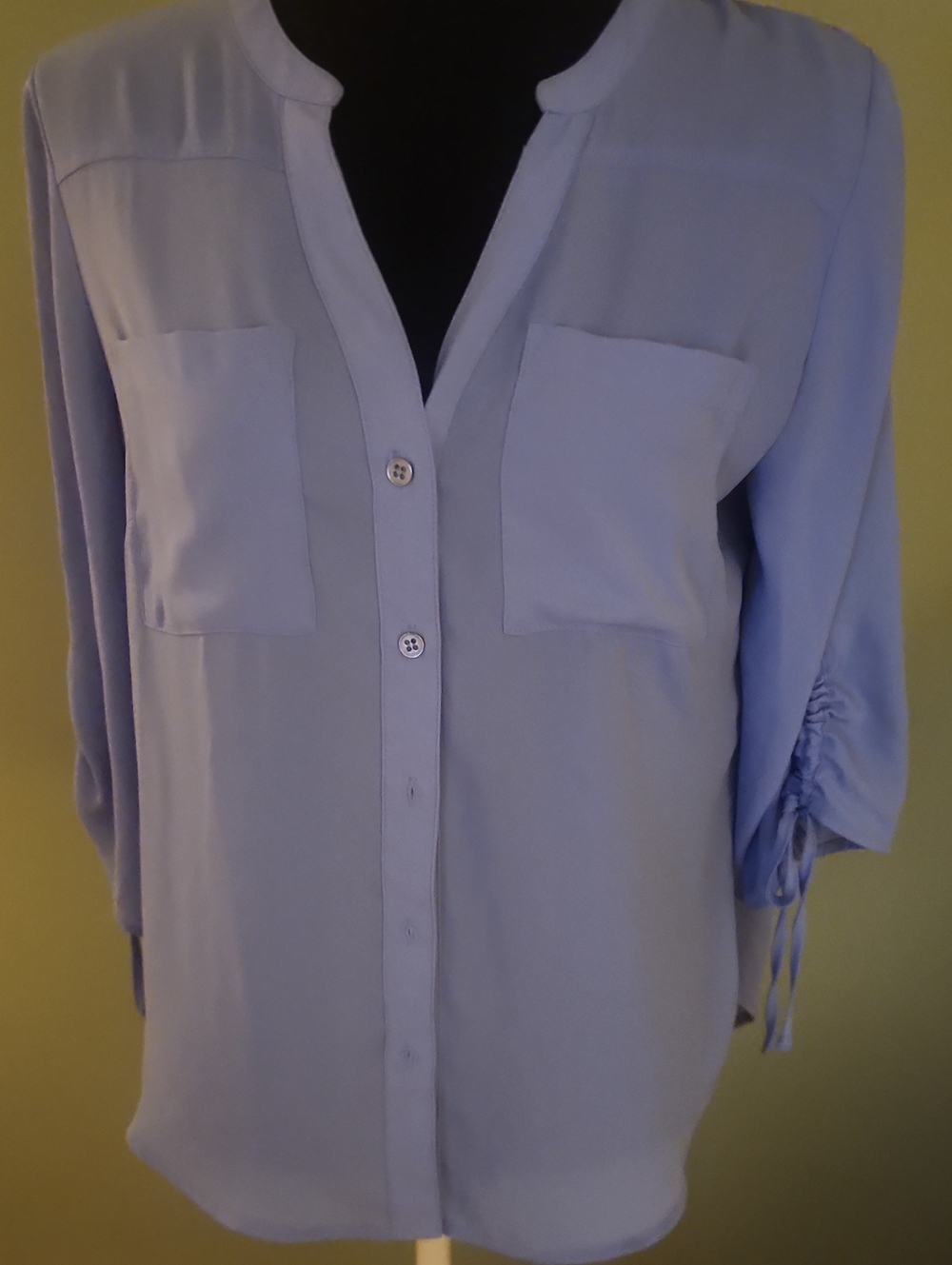 New York & Company Lavender Button-Front Blouse